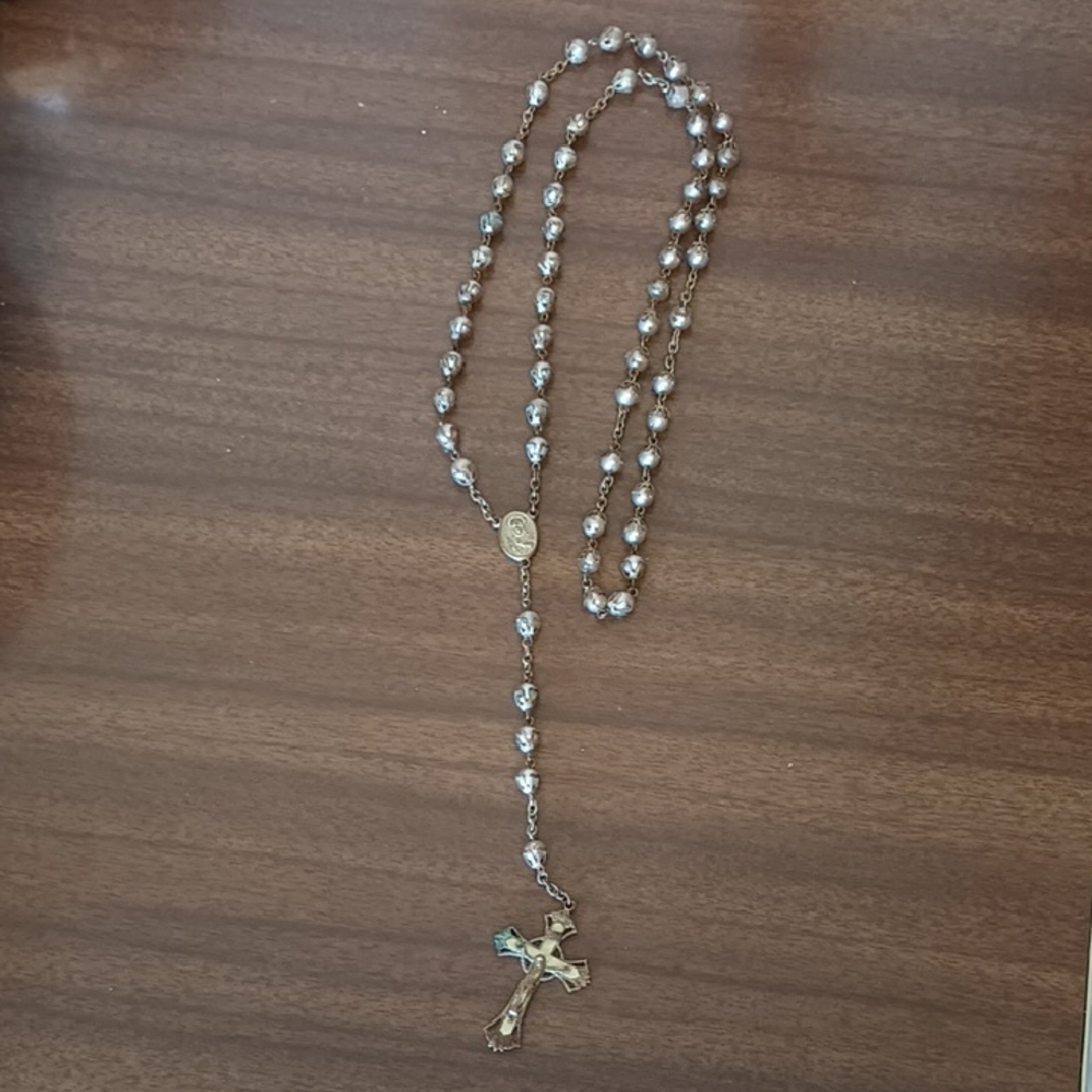Vintage Gold and Silver Rosary Necklace
